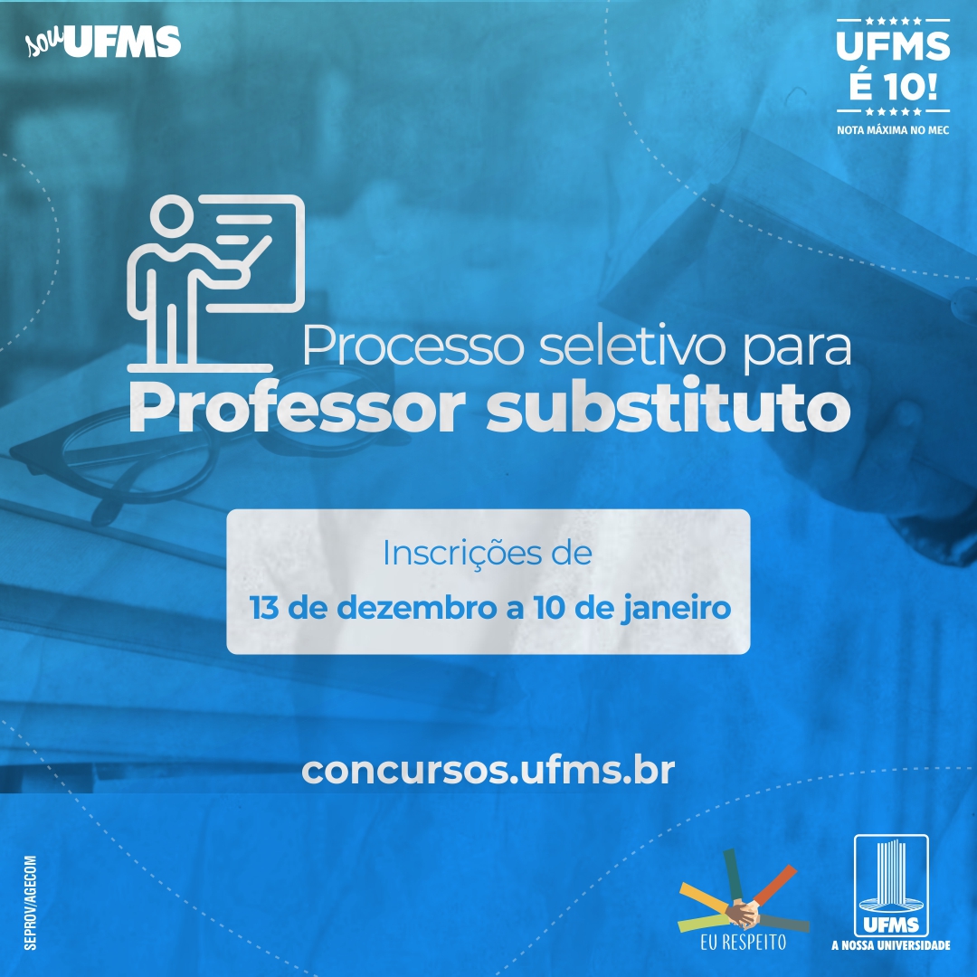 Candidatos com mestrado podem participar do processo seletivo para  professor substituto na UFMS, a partir de hoje - CROMS